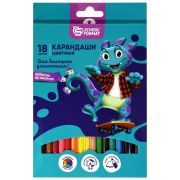 Карандаши 18 цветов SchoolФормат SMART DINO шестигр картонная коробка КЦ18-СДМ1 /8/160/